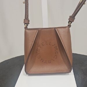 Stella McCartney Tan Perforated Logo Crossbody Bag